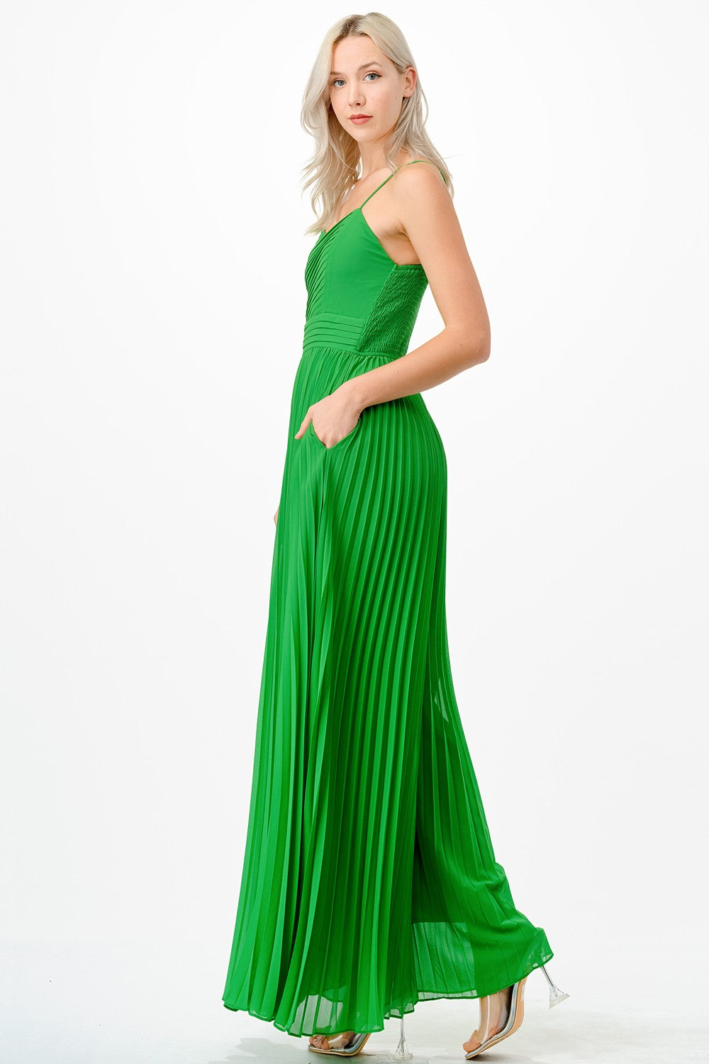 Pleated Wide Leg Jumpsuit