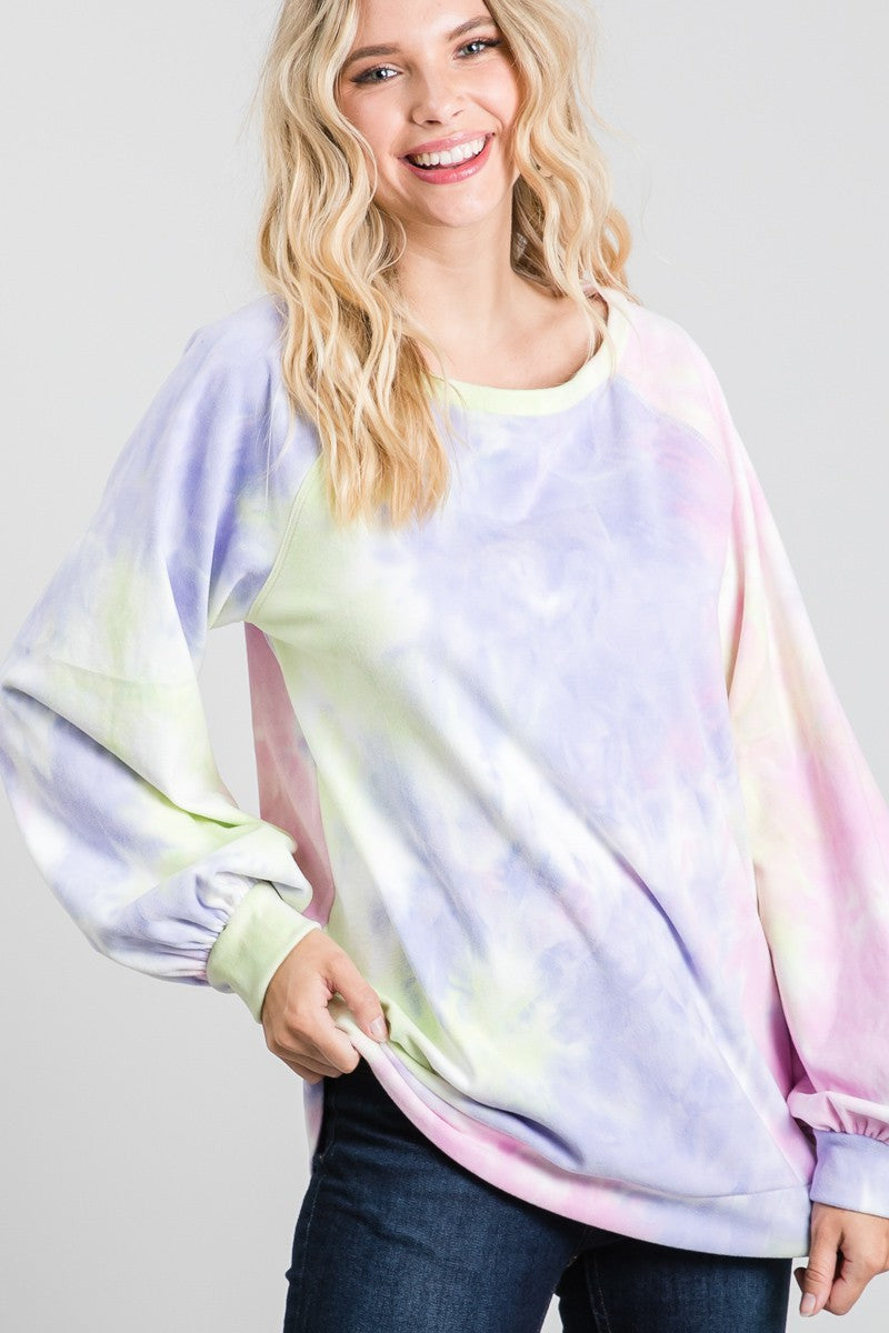 Tie Dye Puff Long Sleeve Top