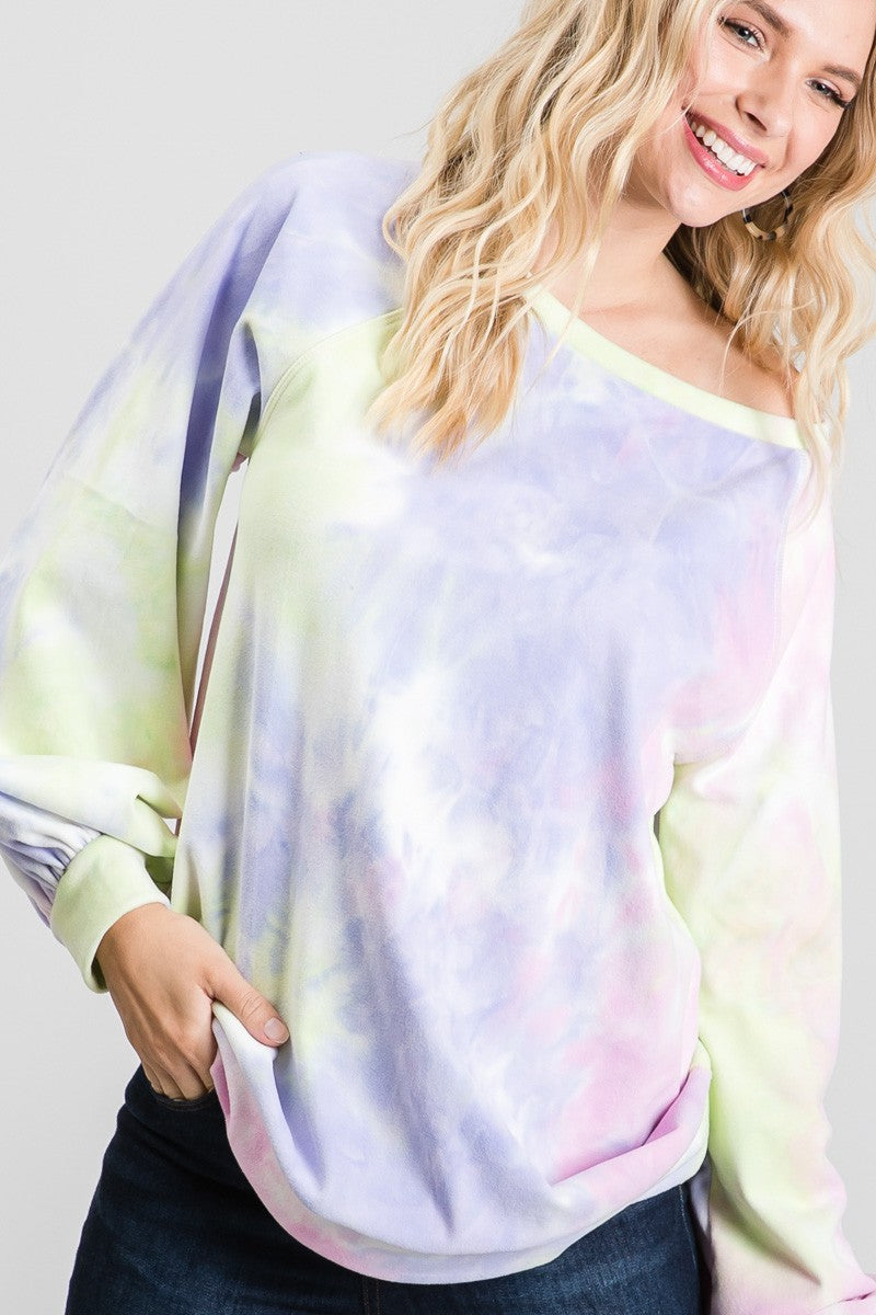 Tie Dye Puff Long Sleeve Top