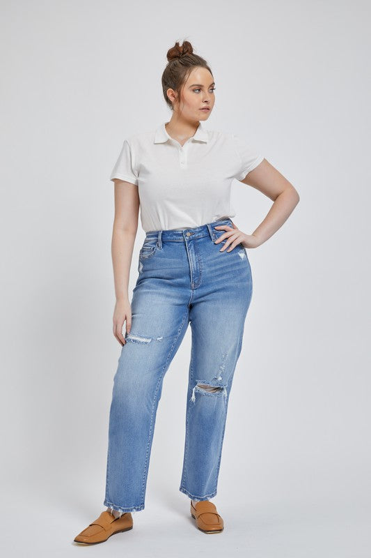 Mica Denim Super High Rise Straight Leg Jeans