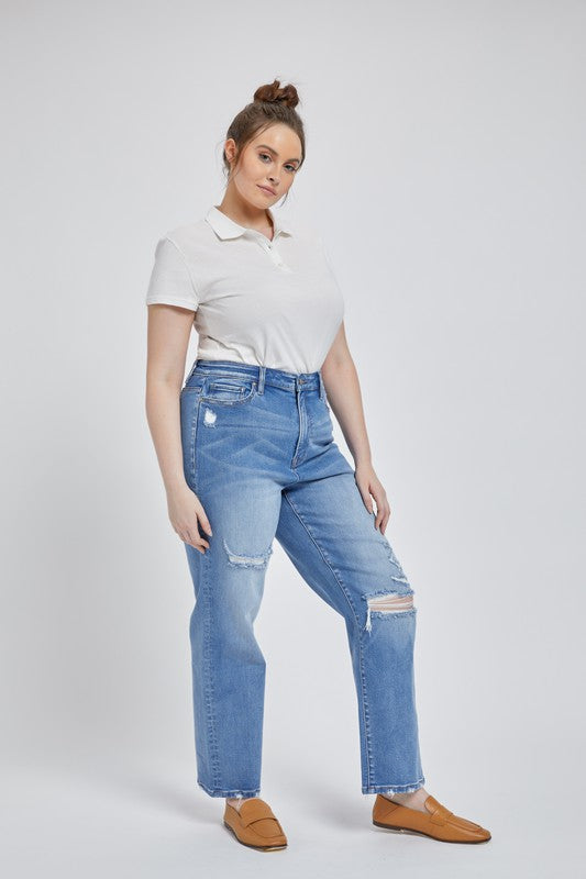 Mica Denim Super High Rise Straight Leg Jeans