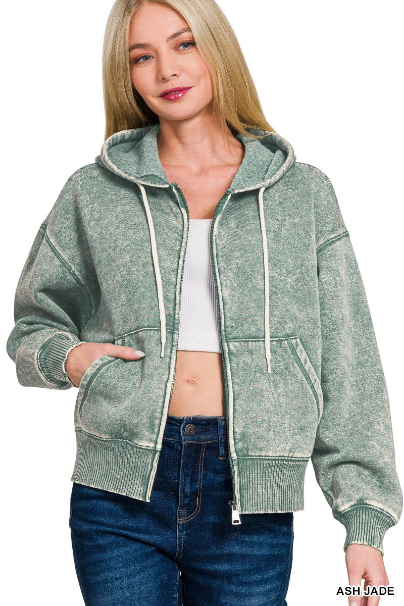 Fleece Cropped Zipup Hoodie