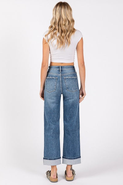 Petra High Rise Straght Leg Cuffed Jeans