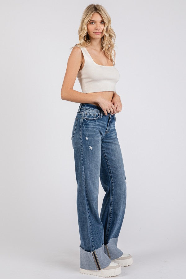 Petra Mid Rise Relaxed Flare Jeans