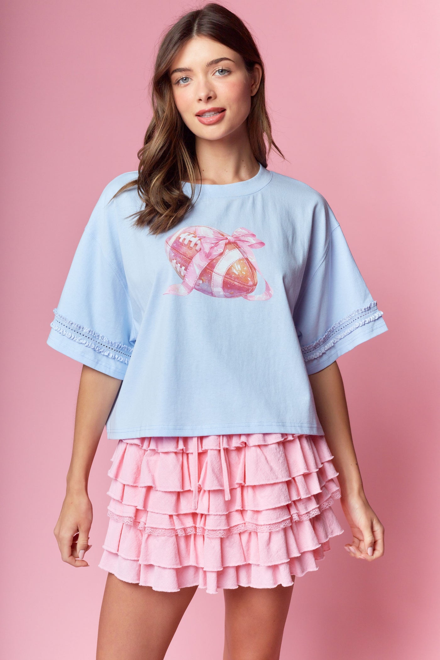 Sleeve Detail Boxy Football Tee