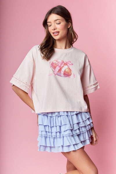 Sleeve Detail Boxy Football Tee