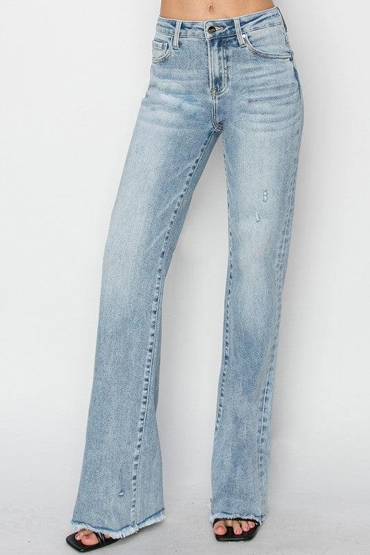 Risen High Rise Long Straight Jeans