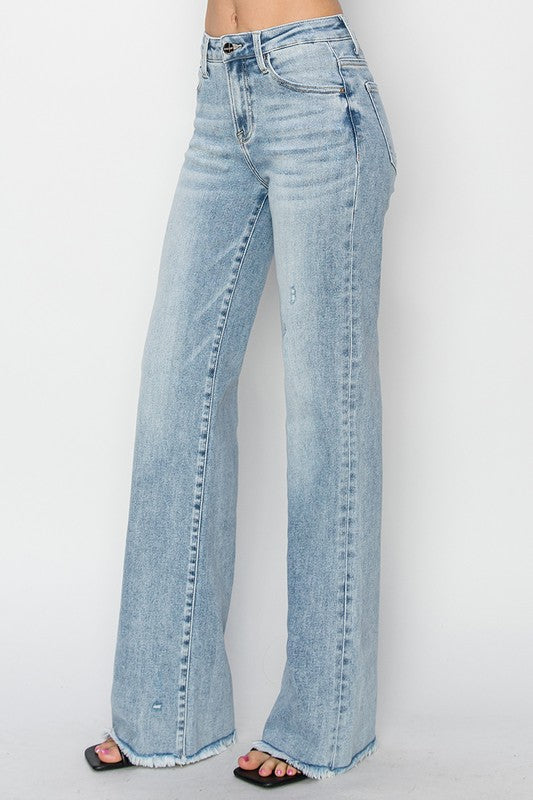 Risen High Rise Long Straight Jeans