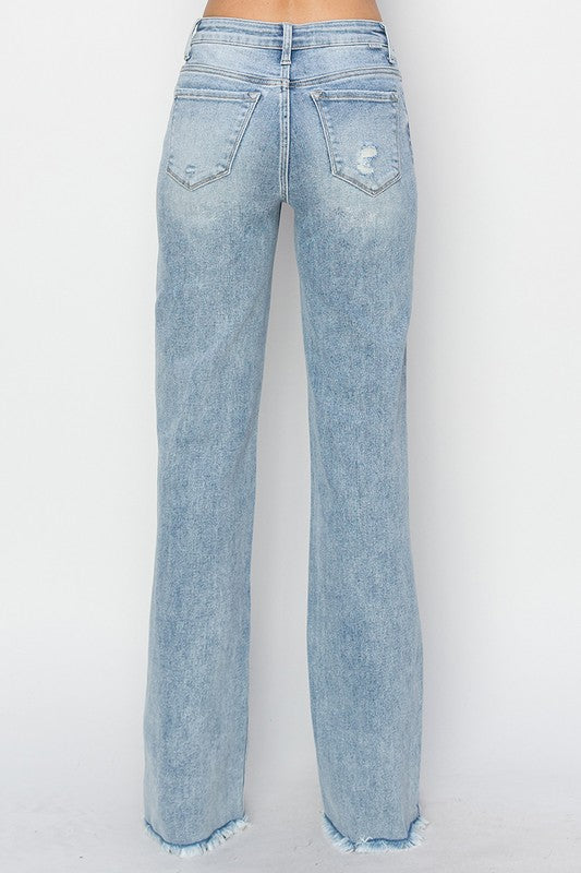 Risen High Rise Long Straight Jeans