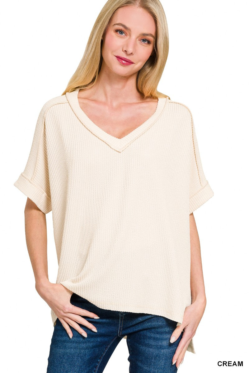Ribbed V Neck Top