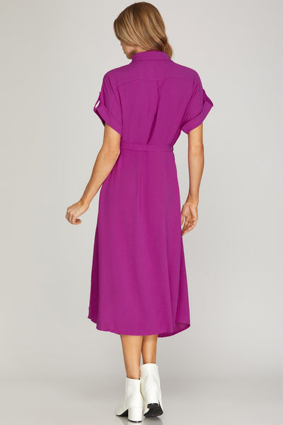 Drop Shoulder Button Down Dress
