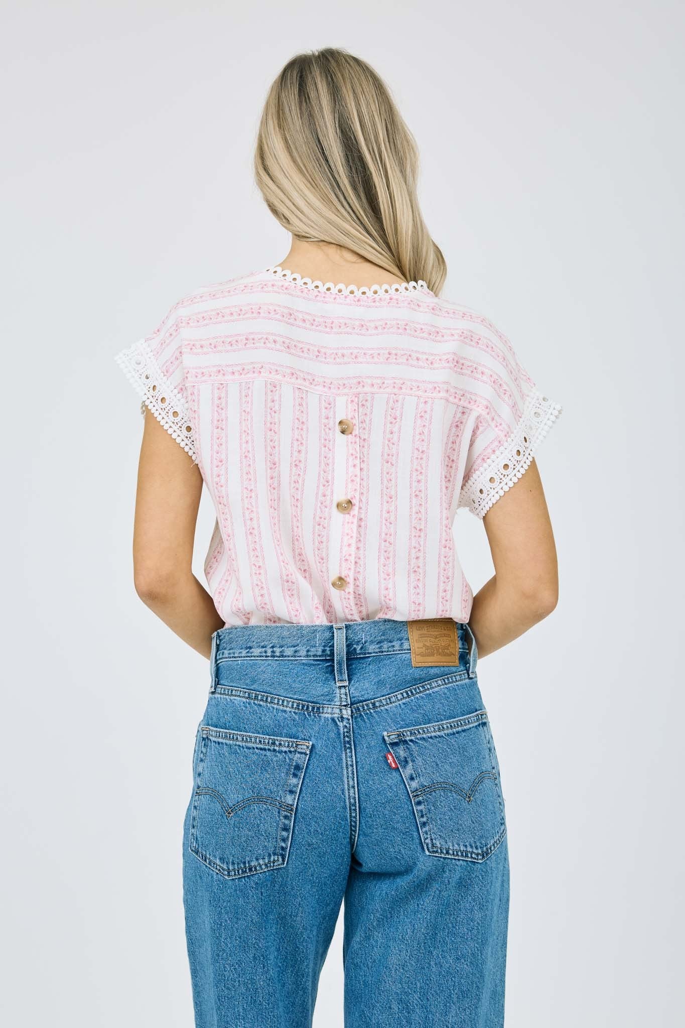 Stripe Floral Top in Mauve