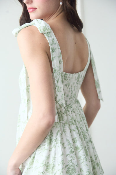 Floral Tie Strap Ruffle Midi Dress