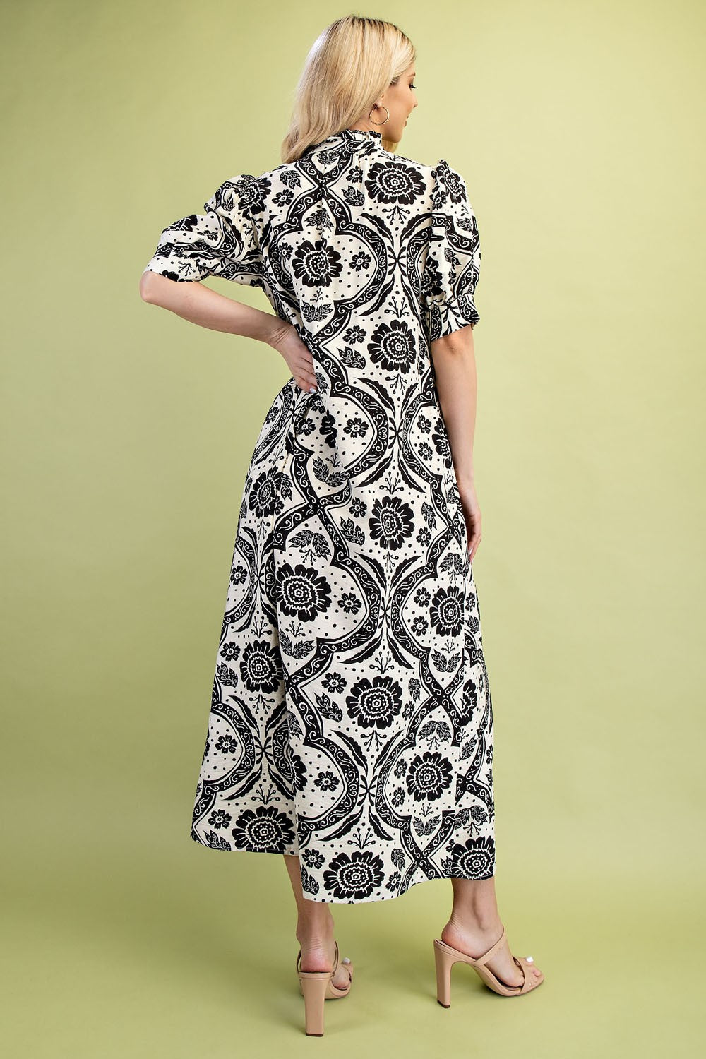 Puff Sleeve Button Down Maxi Dress