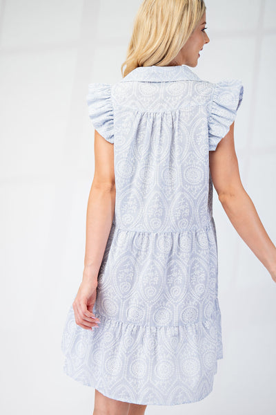 Collared Mini Dress in Blue