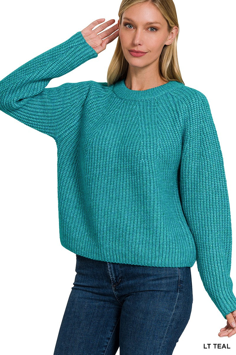 Light Teal Basic Knit Sweater