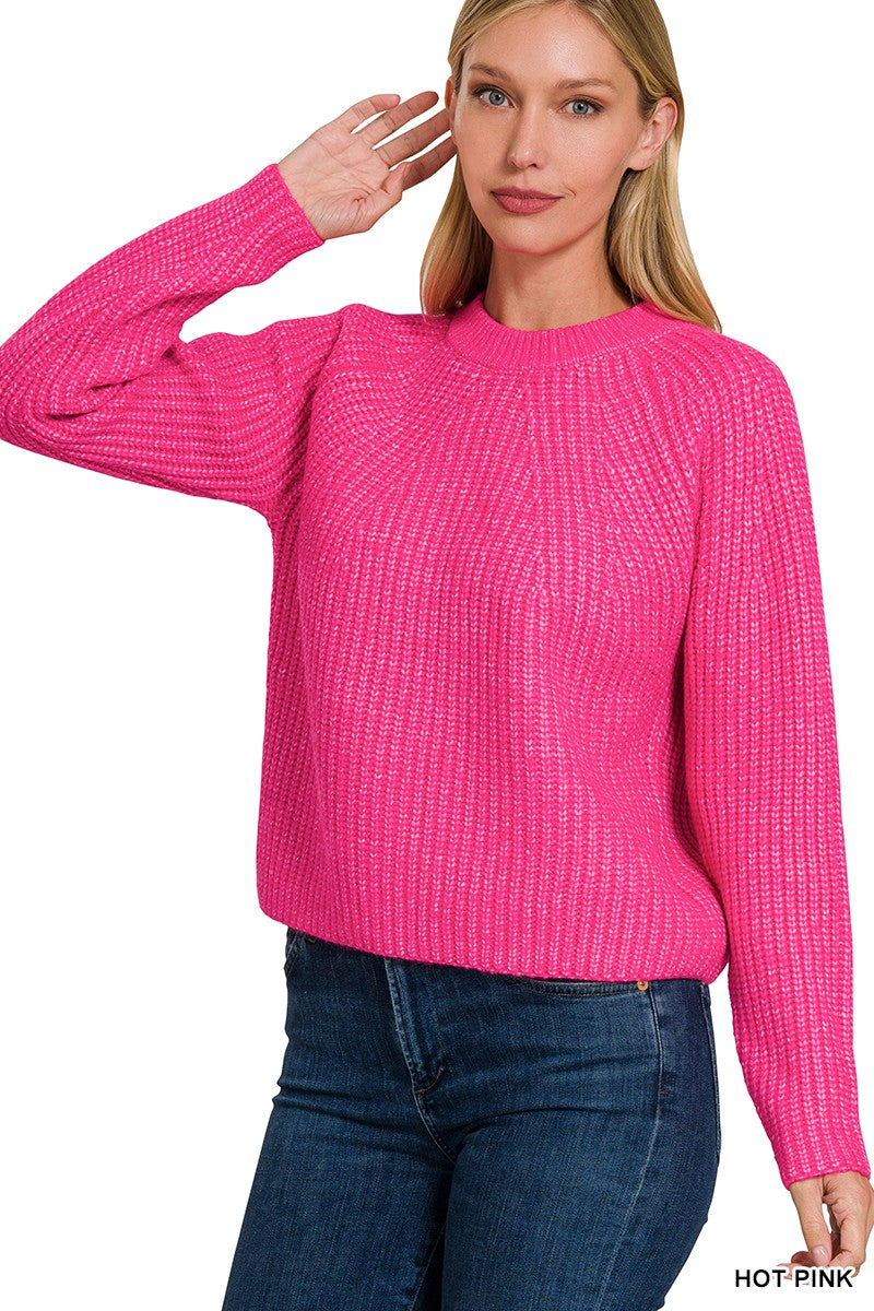 Hot Pink Basic Knit Sweater