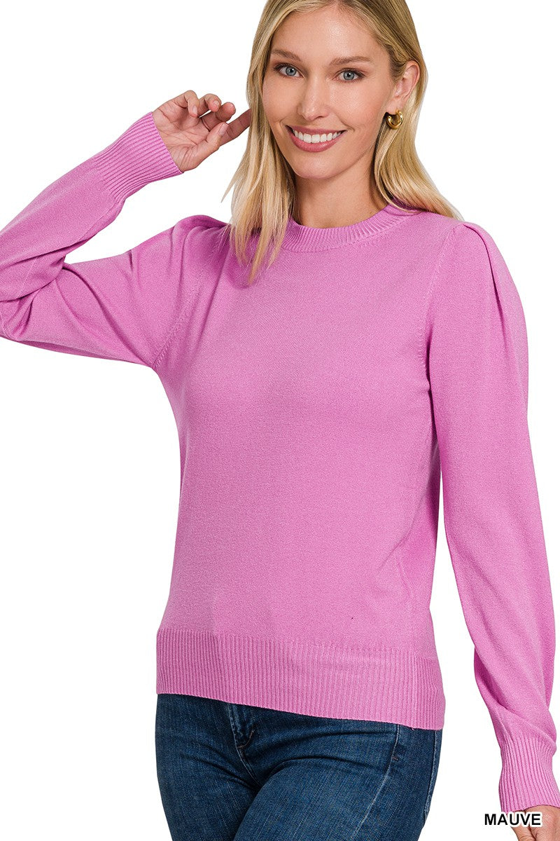 Mauve Viscose Blouson Sleeve Sweater