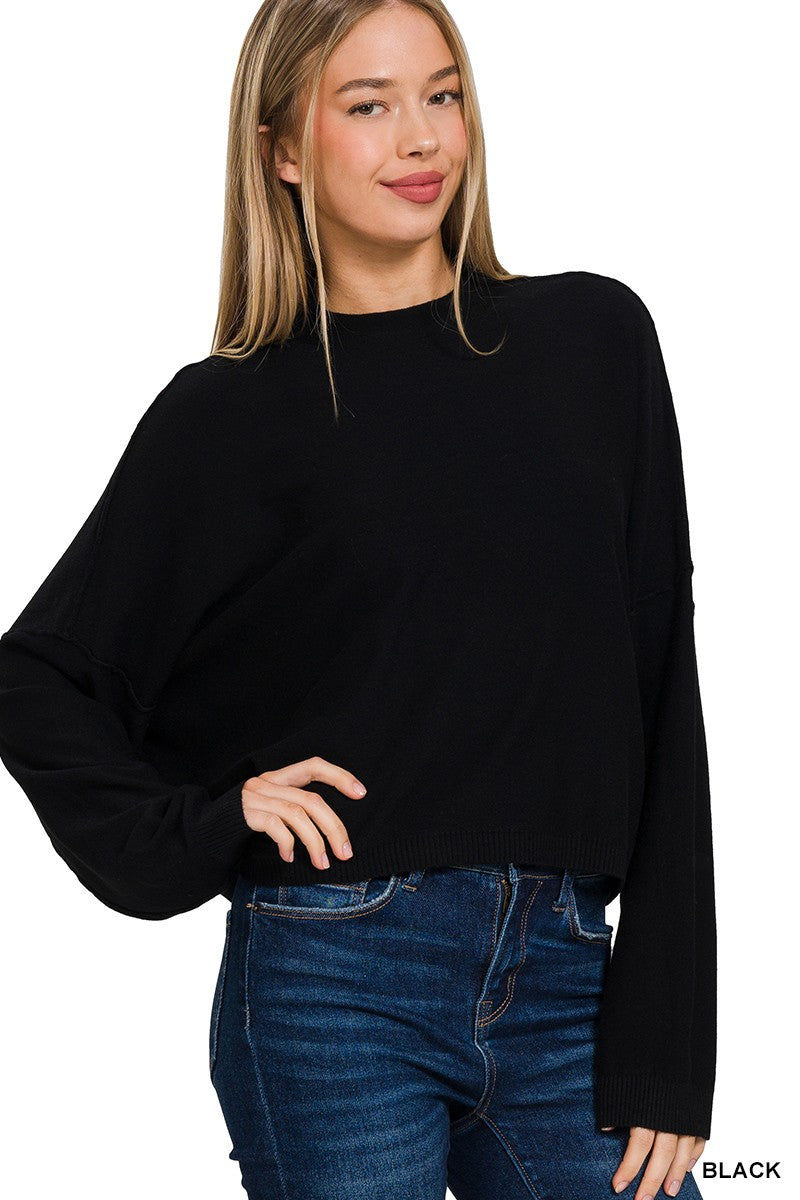 High Neck Drop Shoulder Sweater
