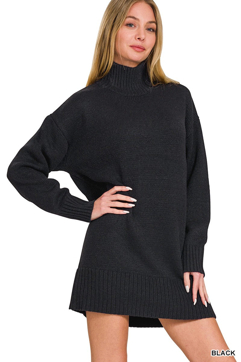 Turtle Neck Mini Sweater Dress