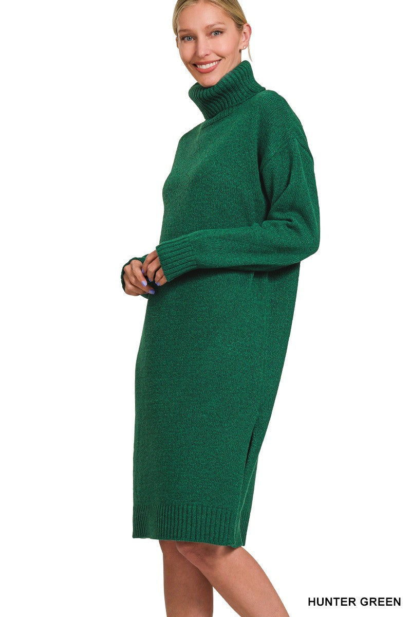 Turtle Neck Mid Sweater Dress