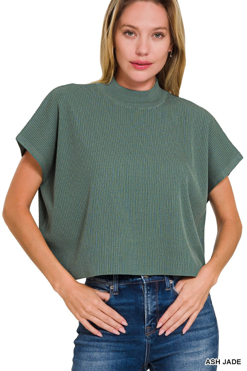 Mock Neck Viscose Sweater