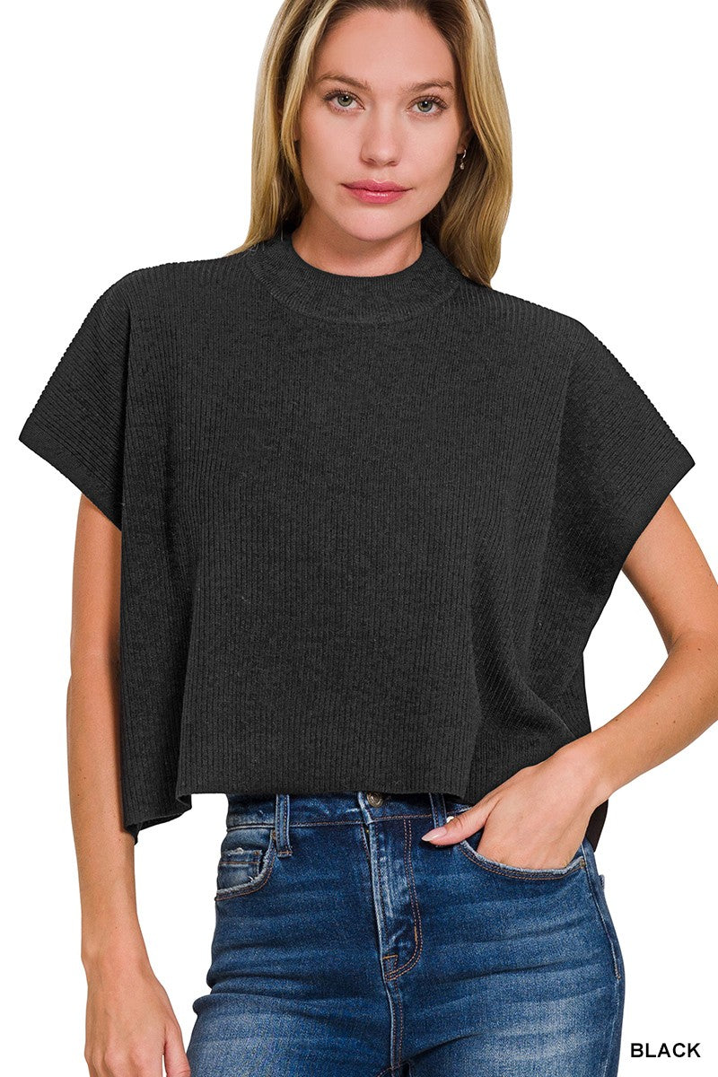 Mock Neck Viscose Sweater