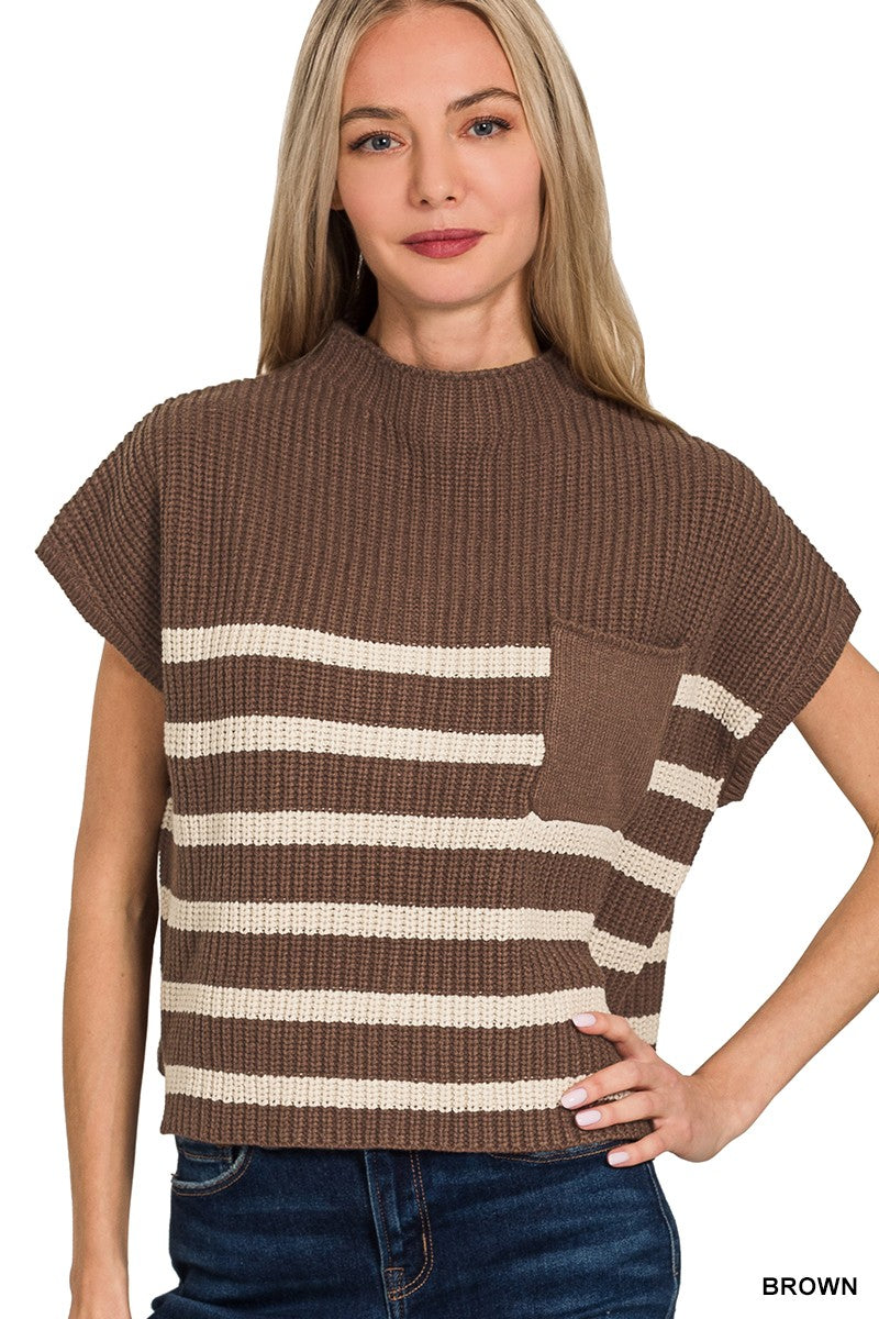 Short Sleeve Stripe Sweater