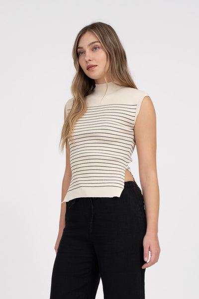 Mock Neck Sleeveless Sweater Top