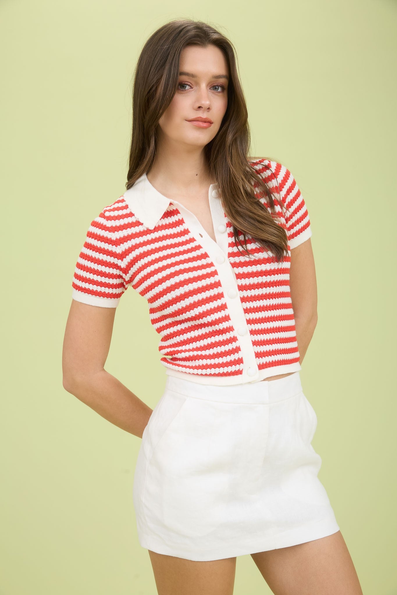 Striped Collared Top