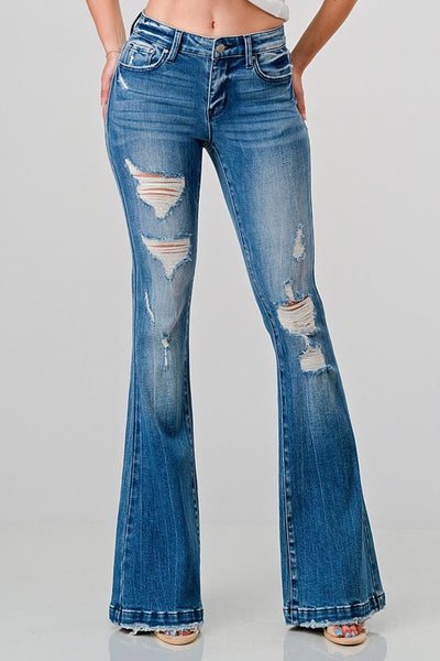 Petra Mid Rise Petite Flare Jeans