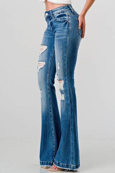 Petra Mid Rise Petite Flare Jeans